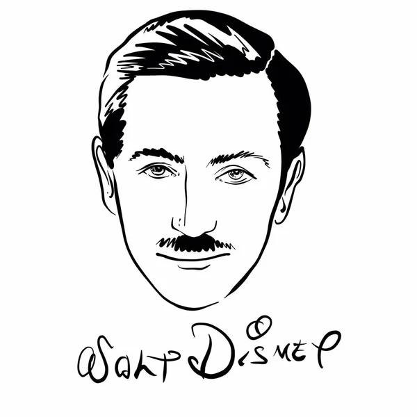 Kaliningrad Rusland Februari 2020 Walt Disney Portret Schets Illustratie — Stockfoto