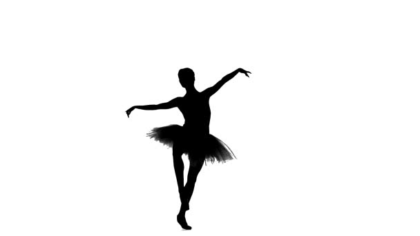 Ballerina im Tutu zeigt ihre Techniken, Silhouette, Zeitlupe