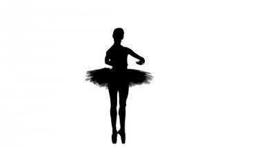 genç güzel dansçı poz bir stüdyo, siluet, ağır çekim