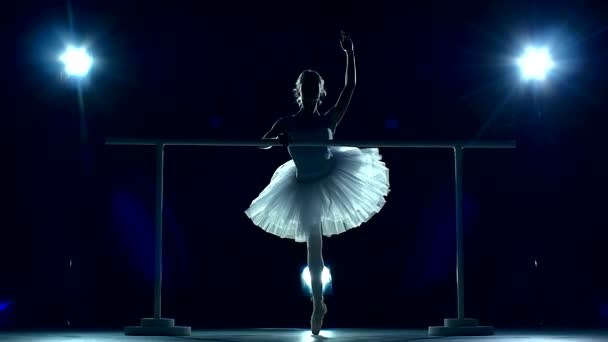 Danseuse de ballet près de la machine d'entraînement. au ralenti — Video