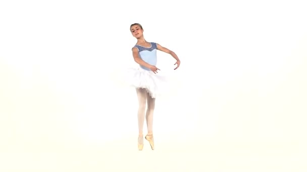 ballerine en tutu montrant ses techniques, ralenti 