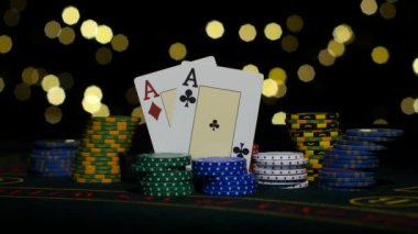İyi kartı kombinasyonu, bir çift as, poker oyunu gamblimg tablo. Yakın çekim