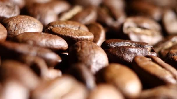 Loop able background of coffee beans. Rotating. Close up — Stock Video