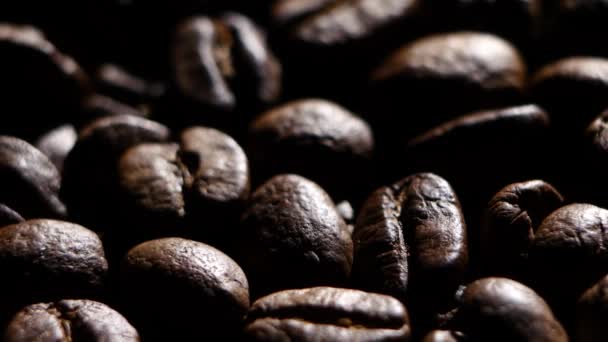 Aroma of coffee beans. Rotating. Close up. Backlight — Stock Video