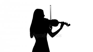 Kadın profesyonel kemancı Keman çalmaya. Siluet