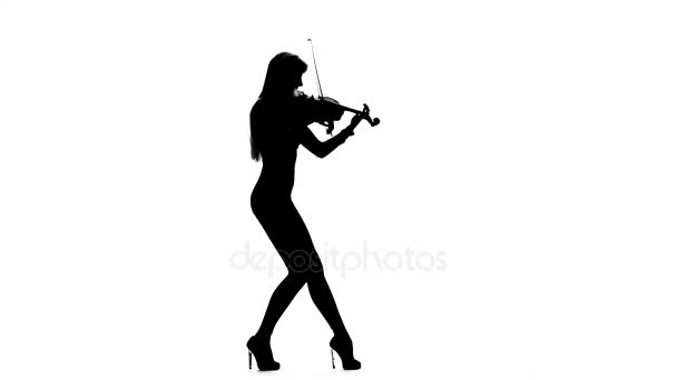 女性バイオリン ビオラの演奏します。シルエット — ストック動画