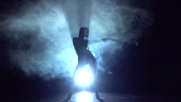 Eléments de danse femme danse latine en studio, silhouette. Mouvement lent — Video