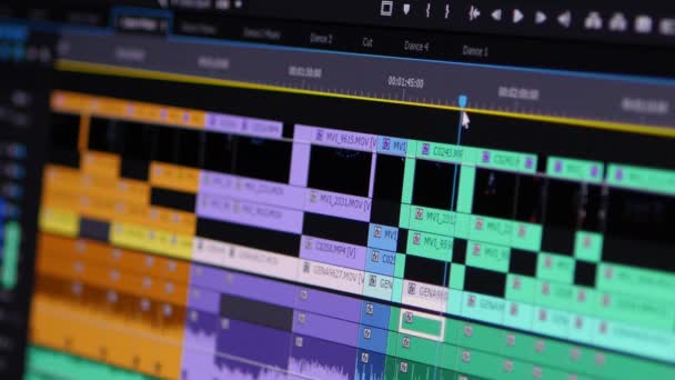 Video-Editing Software gaan door de tijdlijn Frame voor Frame oogpunt — Stockvideo