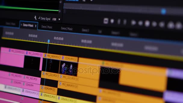 Video-Editing Software gaan door de tijdlijn Frame voor Frame oogpunt — Stockvideo