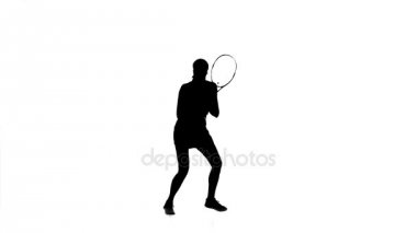 Kız oracıkta atlar ve Raket topu vazgeçirmek. Ağır çekim