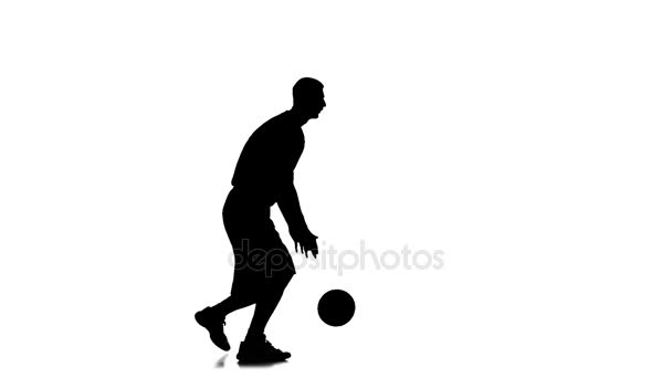 Basketball is a ball and stuffing his hands. Side view. White background — Stock Video