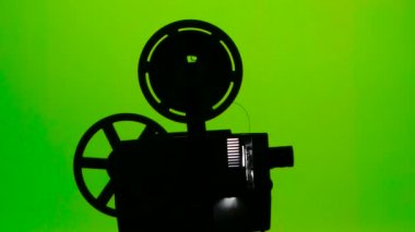 Bir film projektörün hareketli parçalar. Yeşil ekran