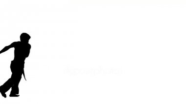 Genç karate veya taekwondo parende siluet yapıyor