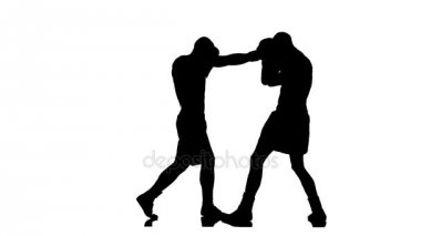 Ağır çekim nakavt boksör. Siluet