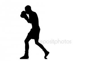 Boks gölge. Beyaz bir arka plan üzerinde siyah siluet