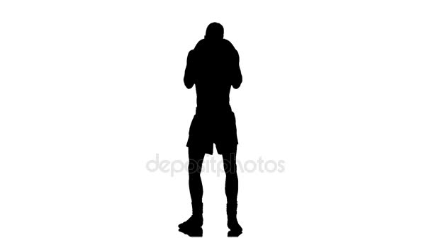 Boxer crouching uit de buurt van rechtstreekse aanvallen. Opleiding in slow motion — Stockvideo