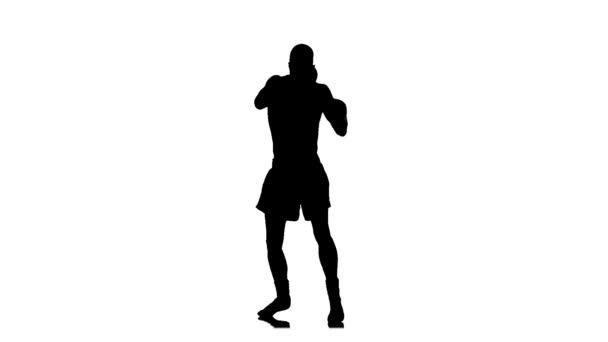 Shadow boxing. Silhouette in slow motion — Stock Video