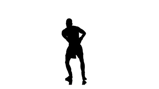 Szkolenia bokser z rękami za plecami — Wideo stockowe
