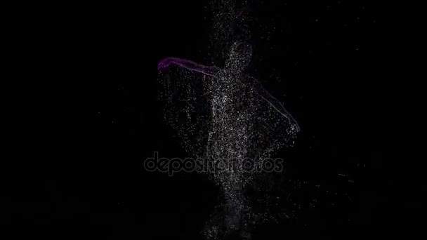 Graphiques informatiques des particules de lumière au ralenti, ballerine sautant 