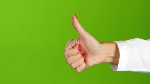 Woman hand, sign language. Thumb up and then thumb down — Stock Video