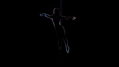 Bilgisayar grafik kız bir pilon üzerinde döner. Performans kutup dans