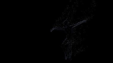 Siyah arka plan üzerine siluet dans eden kız balerin. Çizim bilgisayar