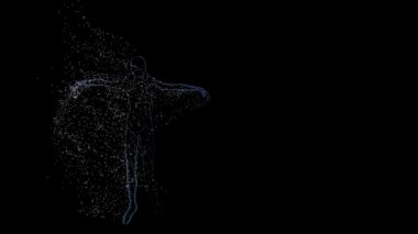 Soyut animasyon parçacıklar yavaş uçan. Balerin dans