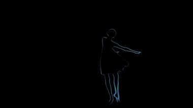 Bilgisayar grafik kız balerin dans. Siyah arka plan ağır çekimde