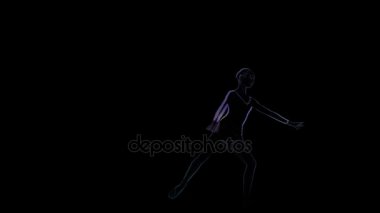 Bilgisayar grafikleri, siluet bale dansçı kız siyah arka plan üzerine