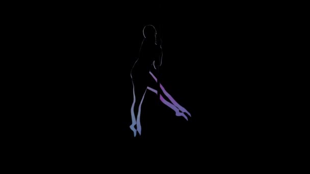 Computer drawing, stripper girl performing a dance on the pylon — Stock Video