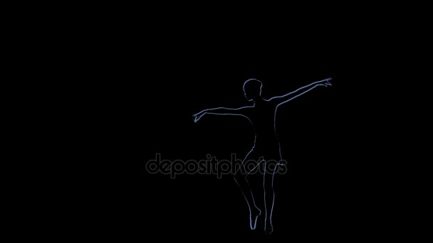 Balé clássico realizado pela menina silhueta. Desenho informático — Vídeo de Stock