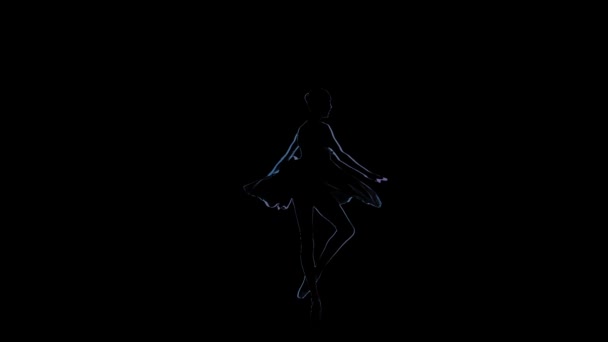 Trochę baletnicą Ładna dziewczyna robi fouet w zwolnionym tempie. CG — Wideo stockowe