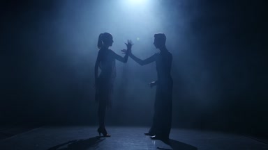 Siyah arka plan. Rumba, siluet çift balo salonu dans öğesinden