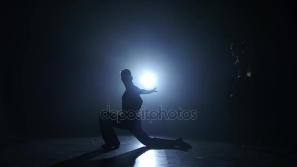 Danse Paso Doble émotionnelle et gracieuse exécutée par des champions, fumée — Video