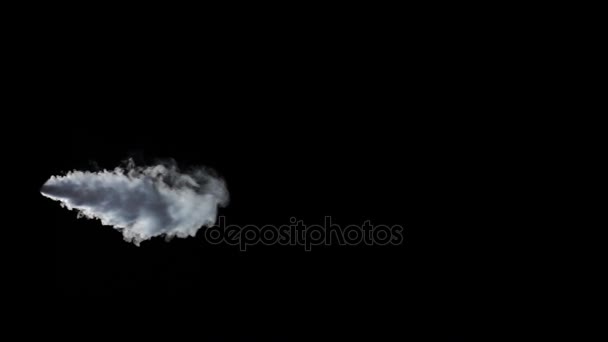 White smoke from stream on an isolated black studio background — Stock Video