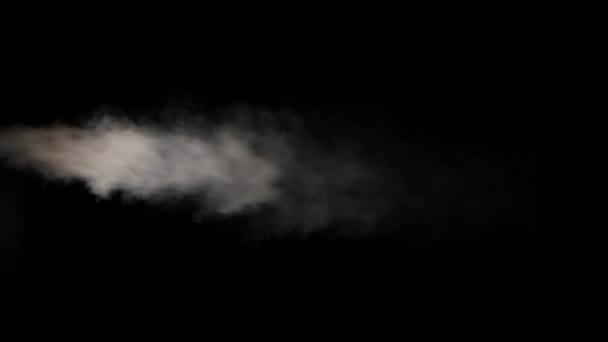 Slowmotion, wolk van rook op geïsoleerde zwarte studio achtergrond — Stockvideo