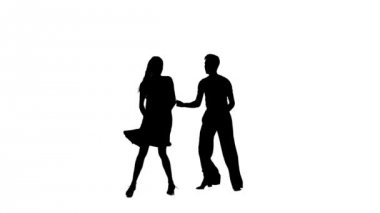 Çift beyaz zemin üzerine, alfa kanalı modern dans profesyonel siluet