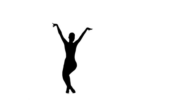 Žena sólo taneční prvky společenské tance. Černá silueta, studio