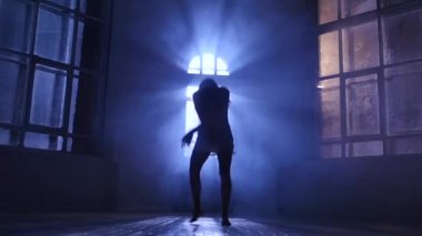 Modern genç kız dans çağdaş stil ağır çekimde siluet