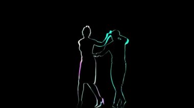 Bilgisayar grafikleri siyah arka plan üzerine hazırlanmış dansçılar silüeti