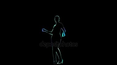 Bilgisayar grafikleri, siluet kadın gerçekleştirmek salsa siyah arka plan üzerine