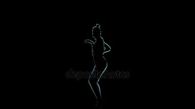 Kadın dansçı gerçekleştirmek Latin dans siyah arka plan, bilgisayar grafikleri