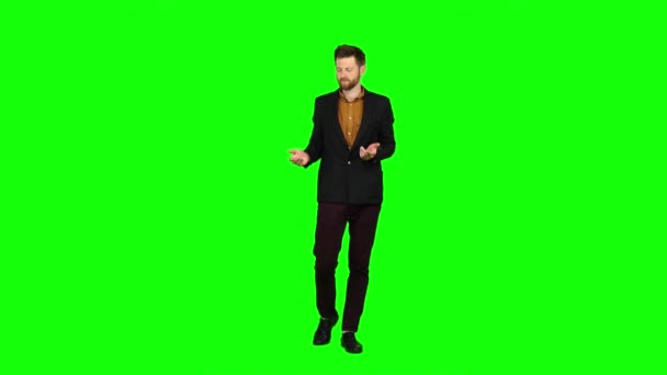 Man is very tired and thoughtful, reflects on life. Green screen — Stock Video