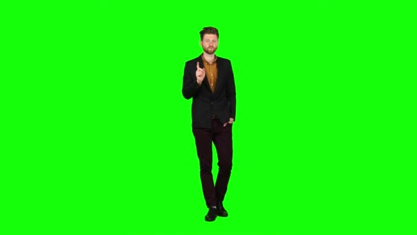 Businessman scolds his subordinates, they do not work. Green screen — Stock Video