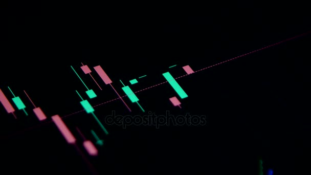 Universal aktiemarknaden pris diagram med trenddiagram. Svart bakgrund — Stockvideo