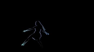 Neon özetliyor. Ağır çekimde poz balerin çizim bilgisayar