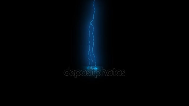 Darstellung von Blitzeinschlägen auf schwarzem Hintergrund. Animierte Computergrafik — Stockvideo