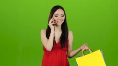 Kız paketleri ile alışveriş ve Evet. Yeşil ekran