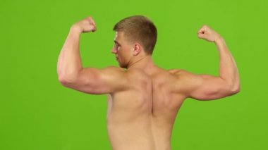 Adam kas ve gösterileri sonuçları, arkadan görünüm suşları. Yeşil ekran