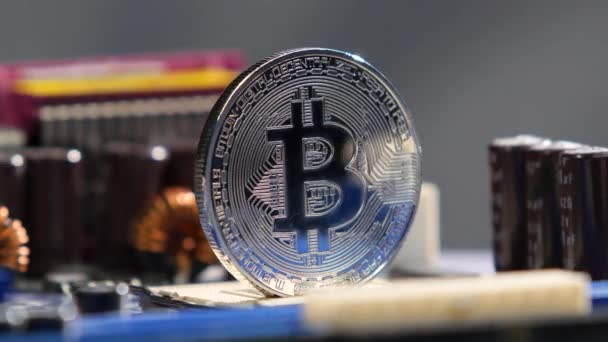 Nova moeda criptomoeda, bitcoin e financiamento de taxa de computador — Vídeo de Stock